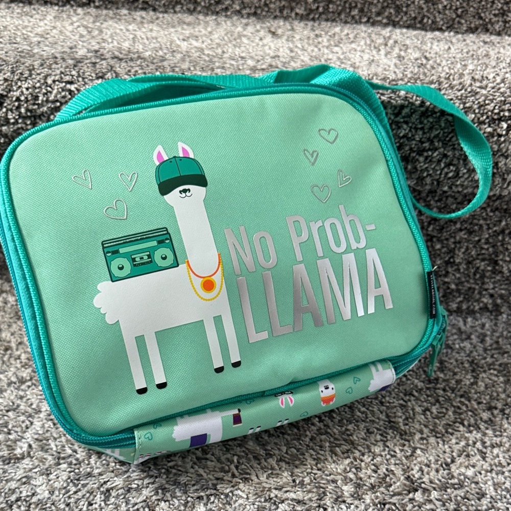 NWOT Kids 'No Prob-llama' Lunch Bag - Teal